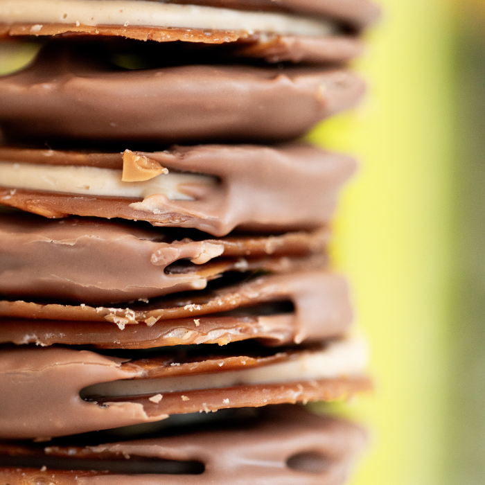 Duchesse Mandelgebäck mit Vollmilchüberzug