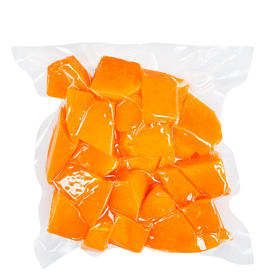 Butternusskürbis, geschnitten