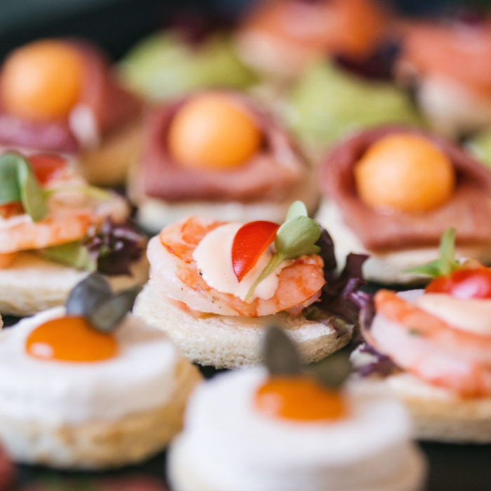 Gebratenes Garnelen Canapé