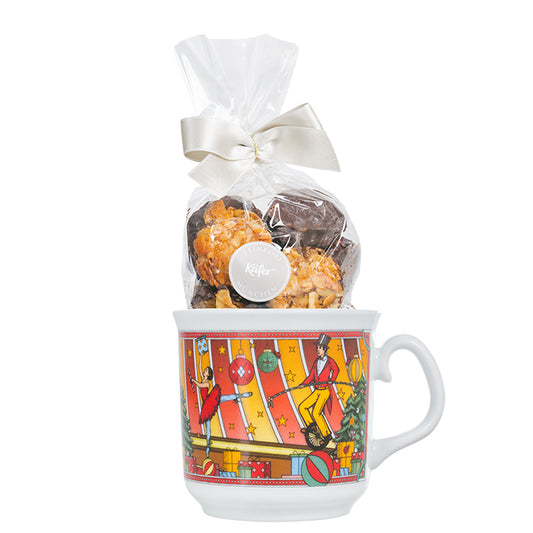 Süßes Haferl "Weihnachtscircus" mit Florentiner Talern