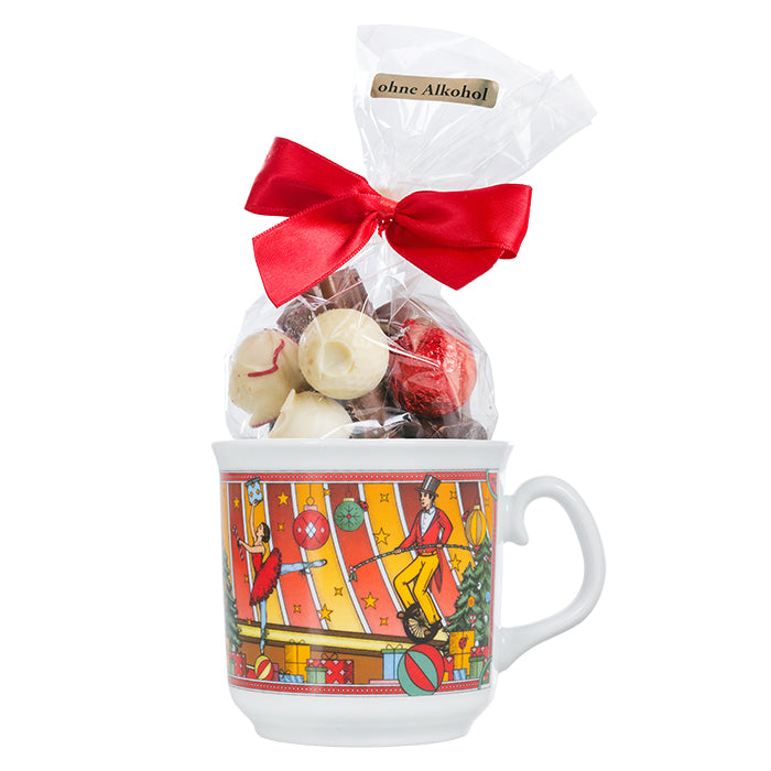 Süsses Haferl "Weihnachtscircus" mit Pralinen, alkoholfrei
