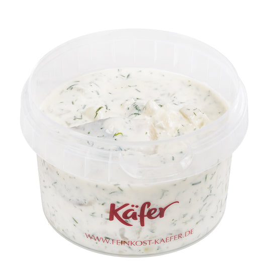 Heringssalat mit Dill-Joghurt-Dressing