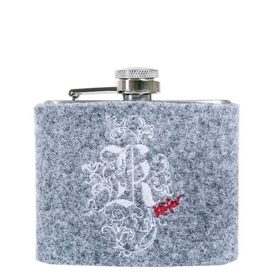 Flachmann mit Filzhülle, grau