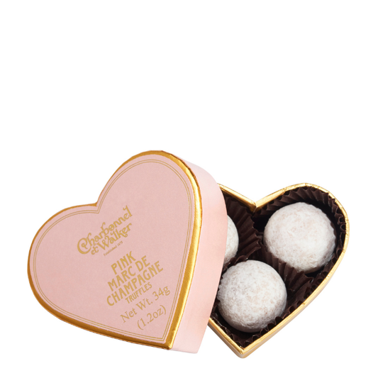 Pink Marc de Champagne Truffles, Mini Herz