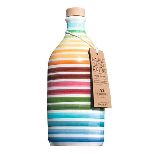 Natives Olivenöl Extra in Tonkrug "Streifen"