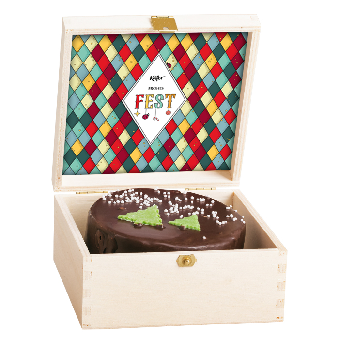 Weihnachtstorte in der Holzbox