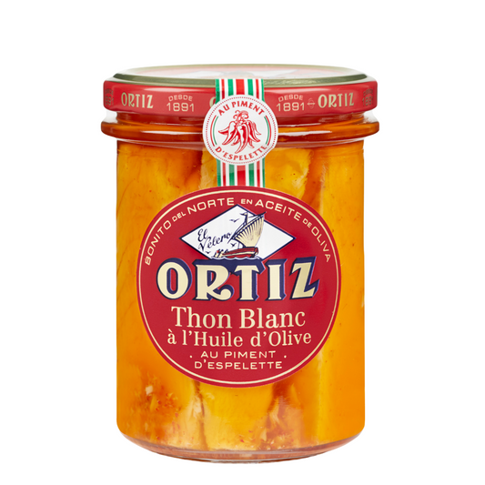 Weißer Thunfisch in Olivenöl mit Piment d´Espelette