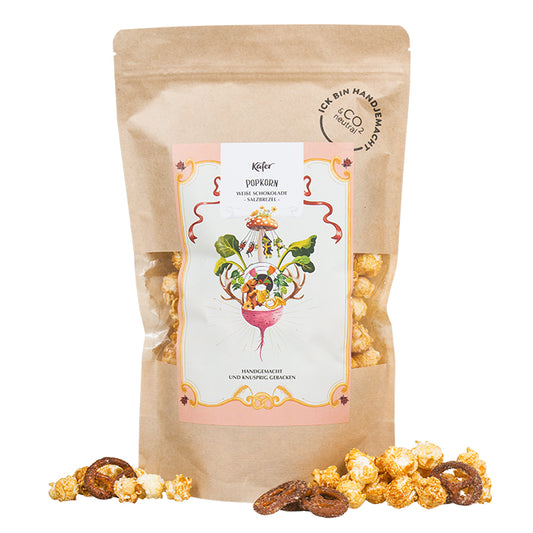 Popkorn mit weißer Schokolade und Salzbrezel