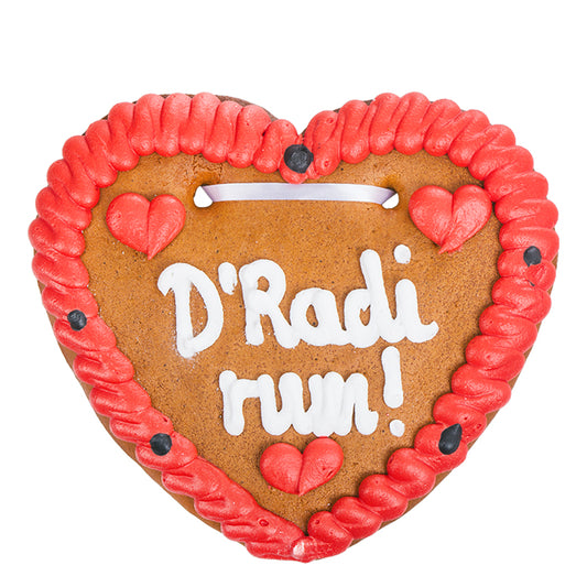 Wiesn Lebkuchenherz "D´Radi rum", 16cm