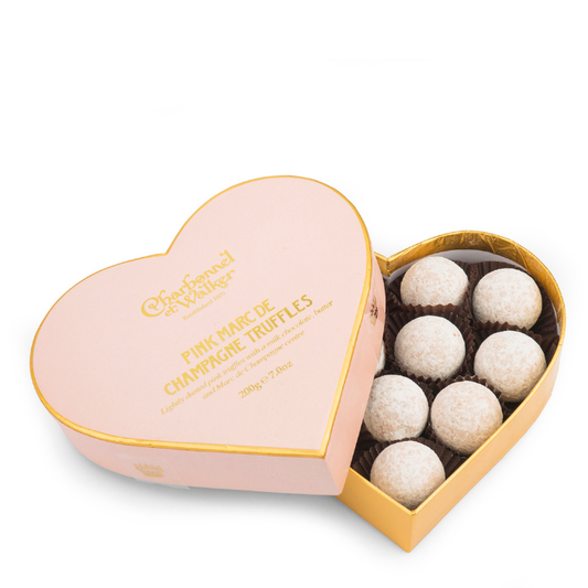 Pink Marc de Champagne Truffles, Herz