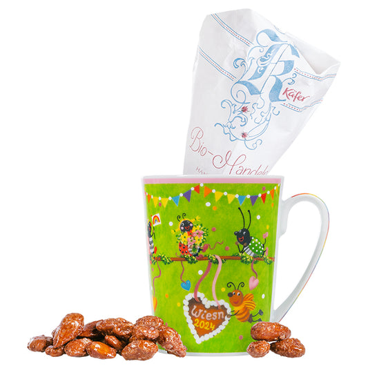 Wiesn Haferl "Bunte Zeiten" mit gebrannten Mandeln