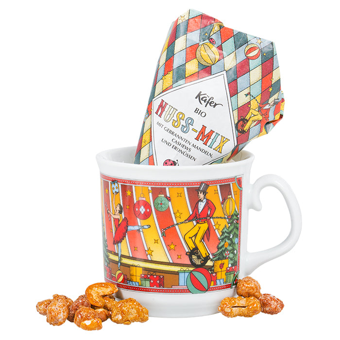 Süßes Haferl "Weihnachtscircus" mit gebranntem Nussmix