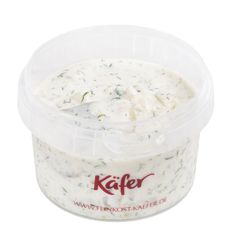 Heringssalat mit Dill-Joghurt-Dressing