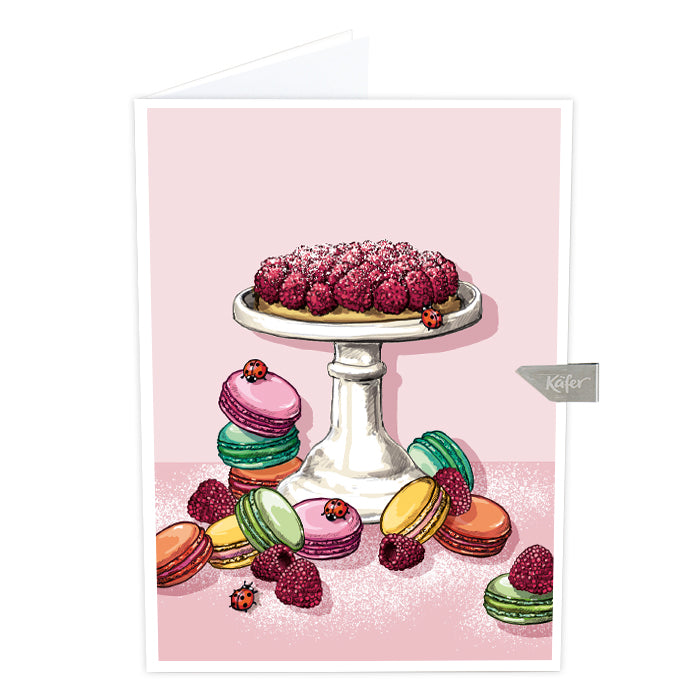 Käfer Grußkarte Himbeertarte